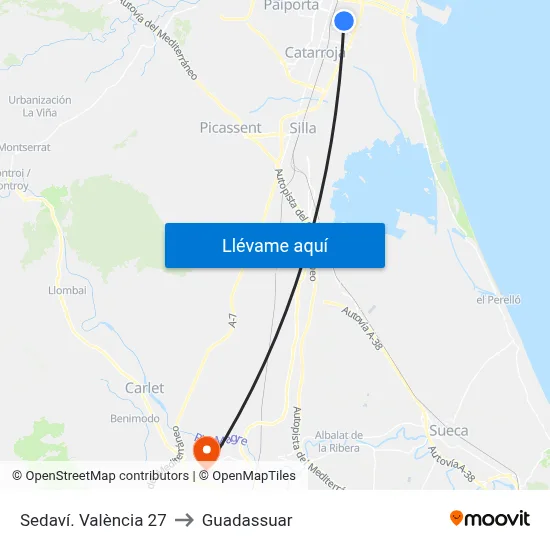 Sedaví. València 27 to Guadassuar map