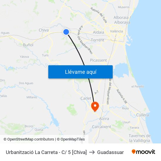 Urbanització La Carreta - C/ 5 [Chiva] to Guadassuar map