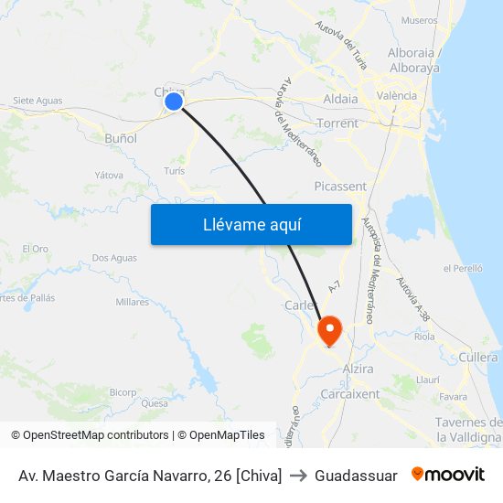 Av. Maestro García Navarro, 26 [Chiva] to Guadassuar map