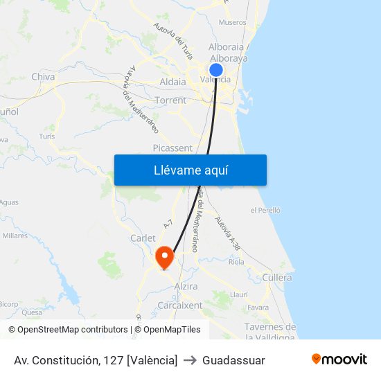 Av. Constitución, 127 [València] to Guadassuar map