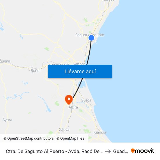 Ctra. De Sagunto Al Puerto - Avda. Racó De L Horta - Supermercado [Sagunt] to Guadassuar map