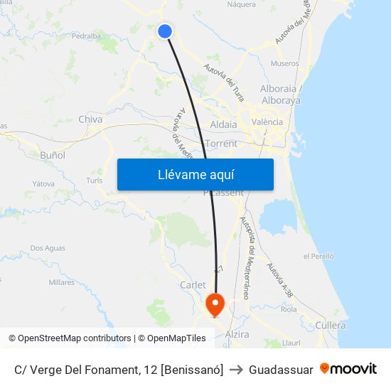C/ Verge Del Fonament, 12 [Benissanó] to Guadassuar map