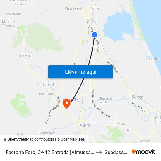 Factoría Ford, Cv-42 Entrada [Almussafes] to Guadassuar map