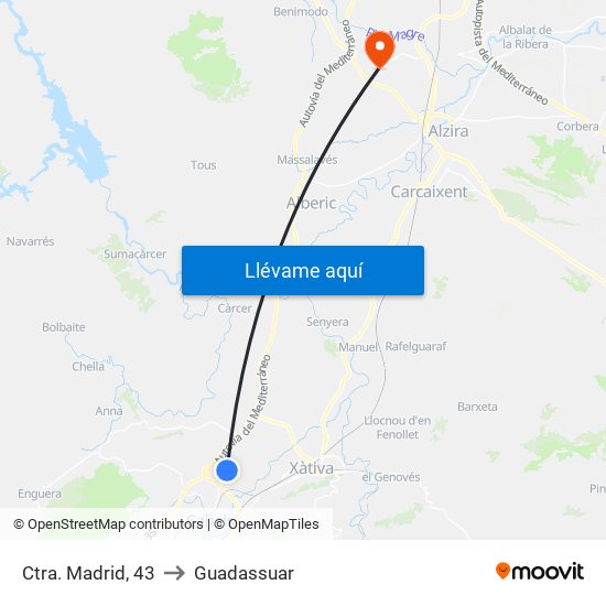 Ctra. Madrid, 43 to Guadassuar map