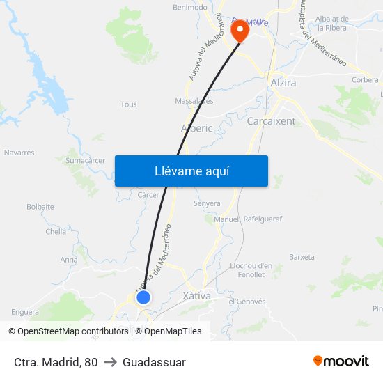 Ctra. Madrid, 80 to Guadassuar map