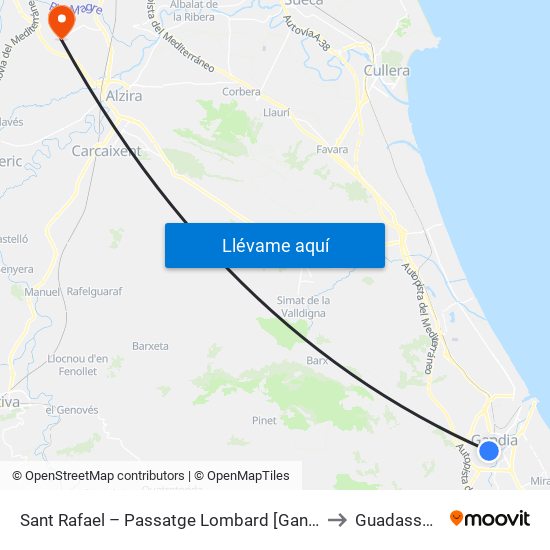 Sant Rafael – Passatge Lombard [Gandia] to Guadassuar map