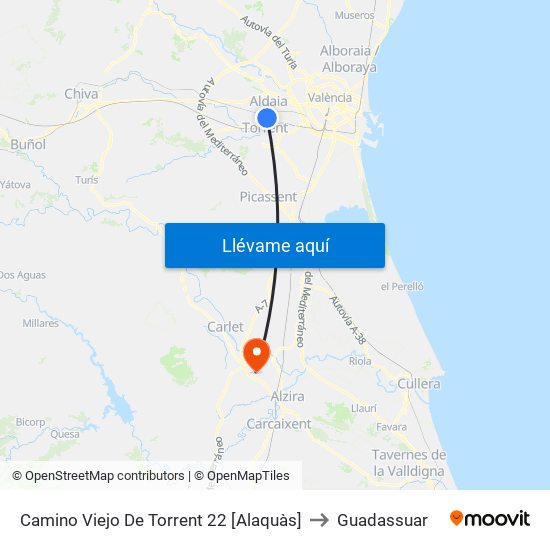 Camino Viejo De Torrent 22 [Alaquàs] to Guadassuar map