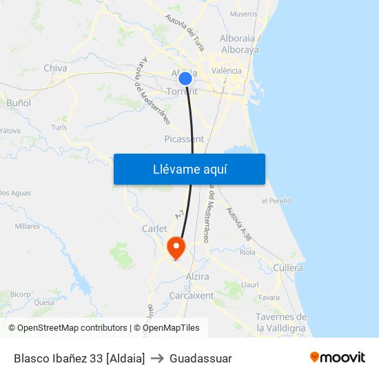 Blasco Ibañez 33 [Aldaia] to Guadassuar map