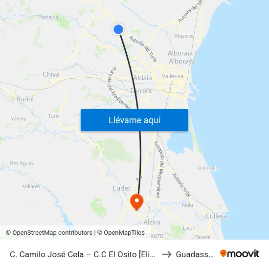 C. Camilo José Cela – C.C El Osito [Eliana, L] to Guadassuar map