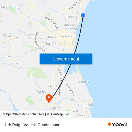 Urb.Puig - Val to Guadassuar map