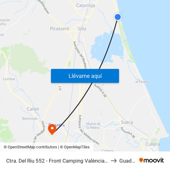 Ctra. Del Riu 552 - Front Camping València (El Saler) (El Saler) [València] to Guadassuar map