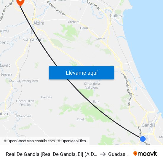 Real De Gandia [Real De Gandia, El] (A Demanda) to Guadassuar map