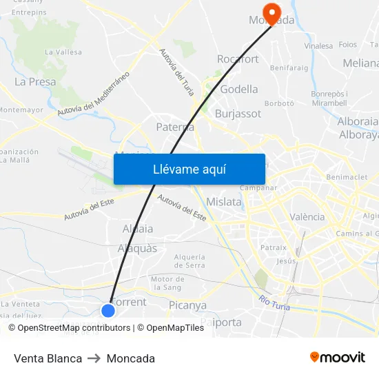 Torrent. Camí Reial 60 - Pintor Ribera to Moncada map