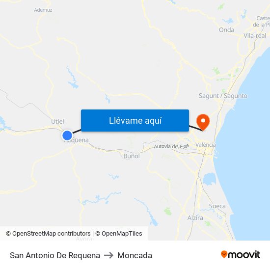 San Antonio De Requena to Moncada map