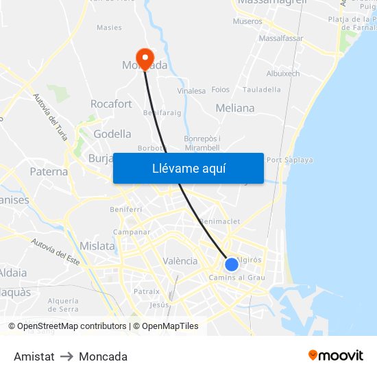 Amistat to Moncada map