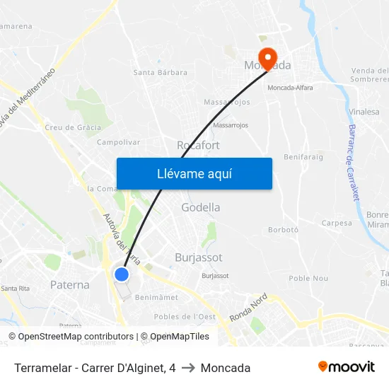Terramelar - Carrer D'Alginet, 4 to Moncada map