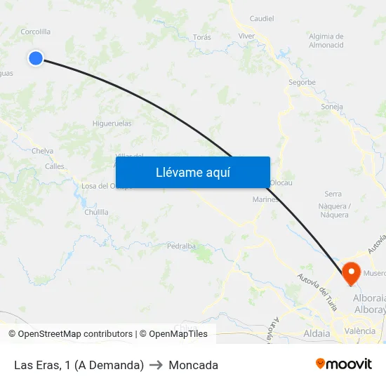 Las Eras, 1 (A Demanda) to Moncada map