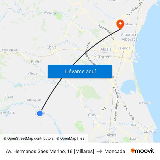 Av. Hermanos Sáes Merino, 18 [Millares] to Moncada map