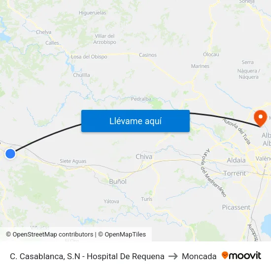 C. Casablanca, S.N - Hospital De Requena to Moncada map