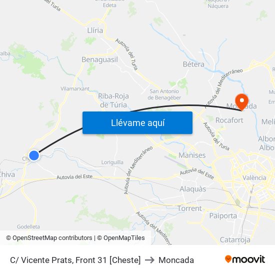 C/ Vicente Prats, Front 31 [Cheste] to Moncada map