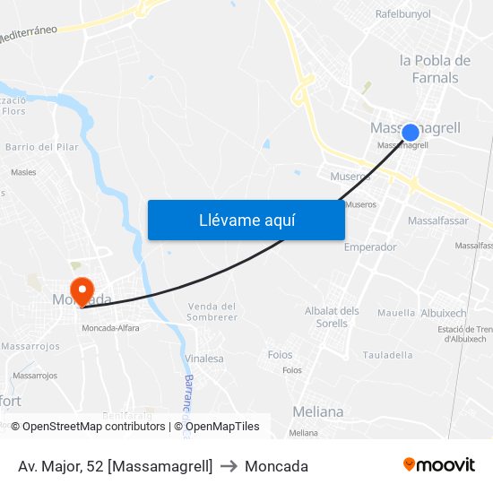 Av. Major, 52 [Massamagrell] to Moncada map