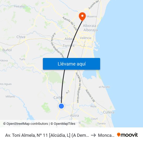 Av. Toni Almela, Nº 11 [Alcúdia, L] (A Demanda) to Moncada map