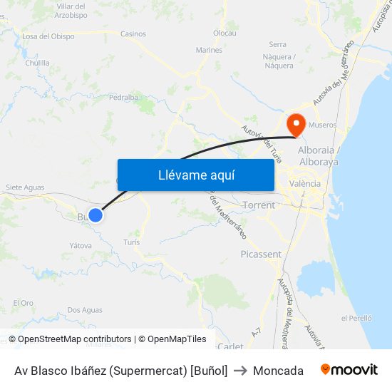 Av Blasco Ibáñez (Supermercat) [Buñol] to Moncada map