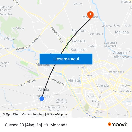 Cuenca 23 [Alaquàs] to Moncada map