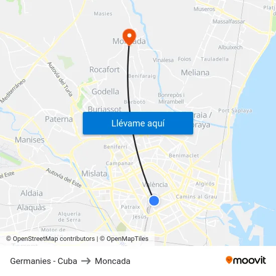 Germanies - Cuba to Moncada map