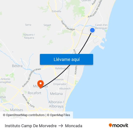 Instituto Camp De Morvedre to Moncada map