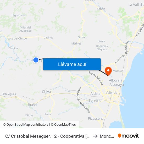 C/ Cristóbal Meseguer, 12 - Cooperativa [Bugarra] to Moncada map