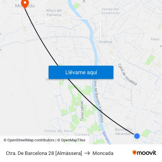 Ctra. De Barcelona 28 [Almàssera] to Moncada map