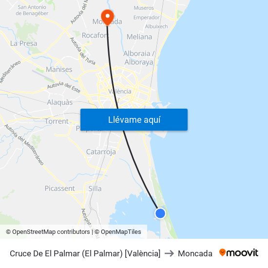 Cruce De El Palmar (El Palmar) [València] to Moncada map