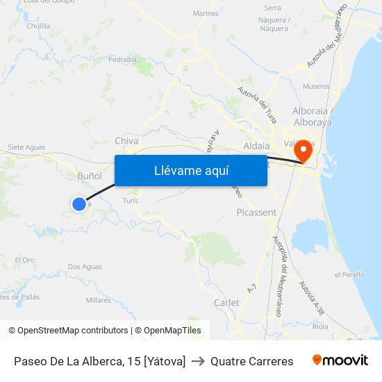 Paseo De La Alberca, 15 [Yátova] to Quatre Carreres map