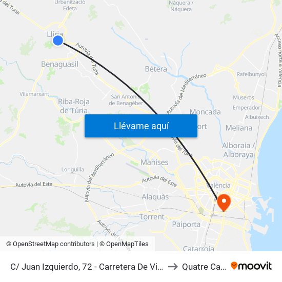C/ Juan Izquierdo, 72 - Carretera De Vilamarxant [Llíria] to Quatre Carreres map