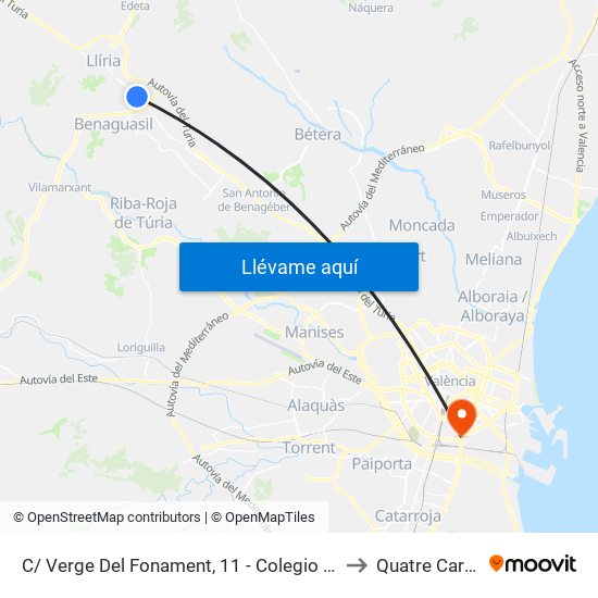 C/ Verge Del Fonament, 11 - Colegio [Benissanó] to Quatre Carreres map