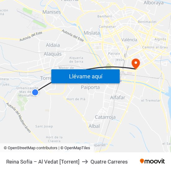 Reina Sofía – Al Vedat [Torrent] to Quatre Carreres map
