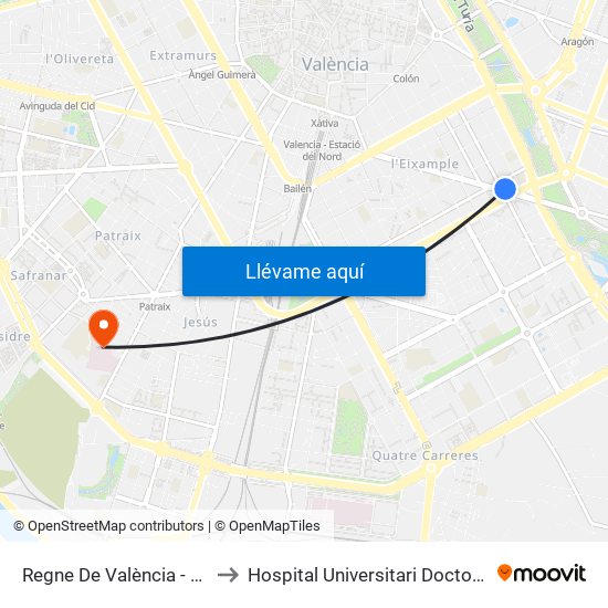 Regne De València - Ciscar to Hospital Universitari Doctor Peset map