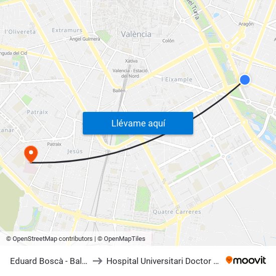 Eduard Boscà - Balears to Hospital Universitari Doctor Peset map