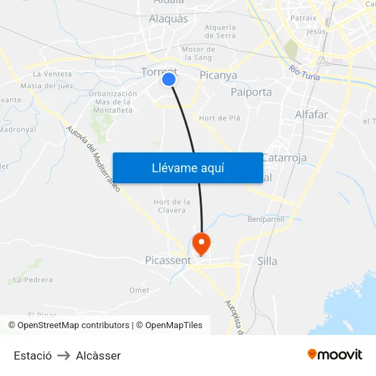Estació to Alcàsser map