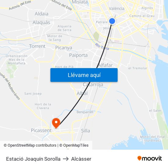 Estació Joaquín Sorolla to Alcàsser map