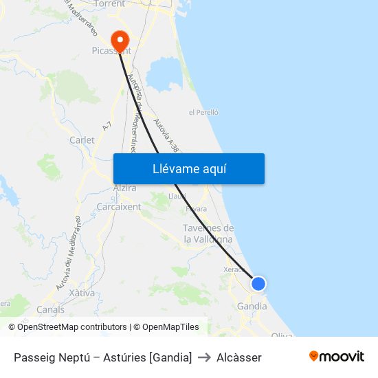 Passeig Neptú – Astúries [Gandia] to Alcàsser map