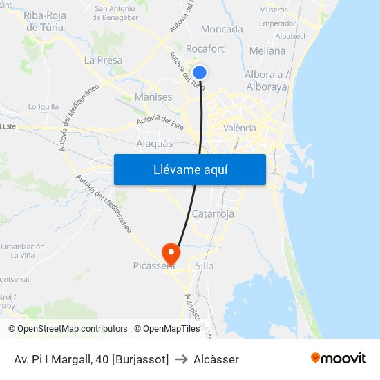 Av. Pi I Margall, 40 [Burjassot] to Alcàsser map