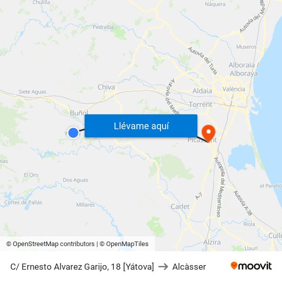C/ Ernesto Alvarez Garijo, 18 [Yátova] to Alcàsser map