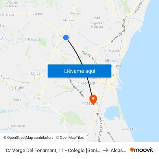 C/ Verge Del Fonament, 11 - Colegio [Benissanó] to Alcàsser map