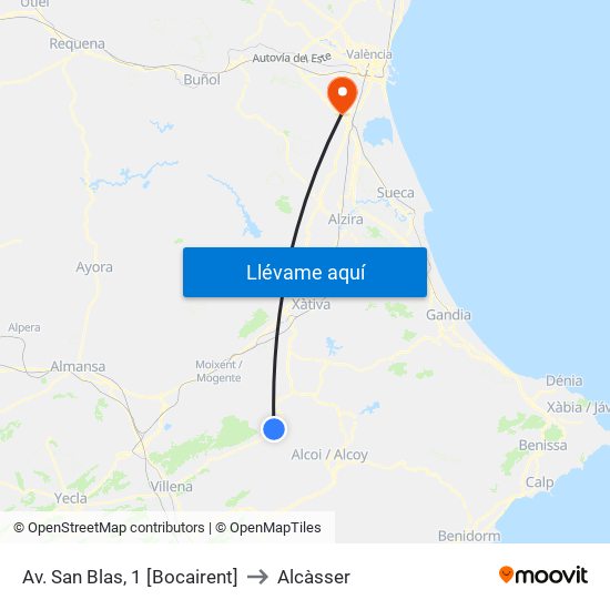 Av. San Blas, 1 [Bocairent] to Alcàsser map