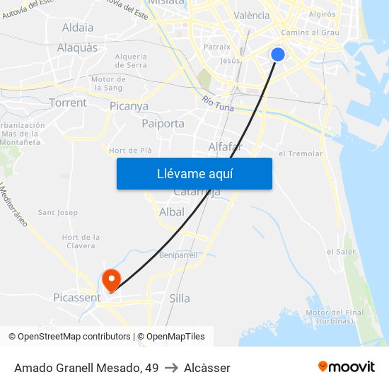 Amado Granell Mesado, 49 to Alcàsser map