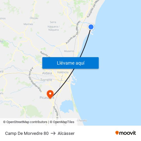 Camp De Morvedre 80 to Alcàsser map