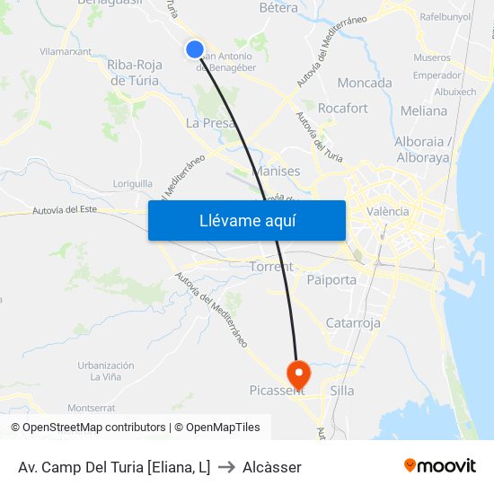 Av. Camp Del Turia [Eliana, L] to Alcàsser map