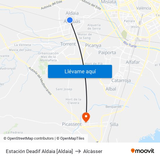 Estación Deadif Aldaia [Aldaia] to Alcàsser map